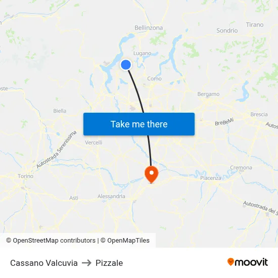 Cassano Valcuvia to Pizzale map