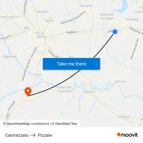 Castrezzato to Pizzale map