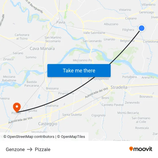 Genzone to Pizzale map