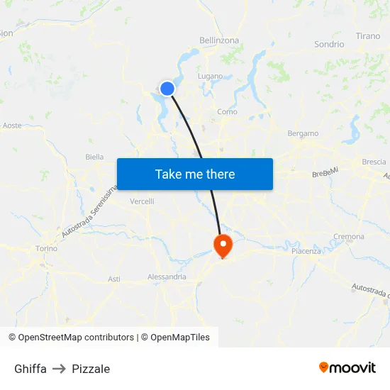 Ghiffa to Pizzale map