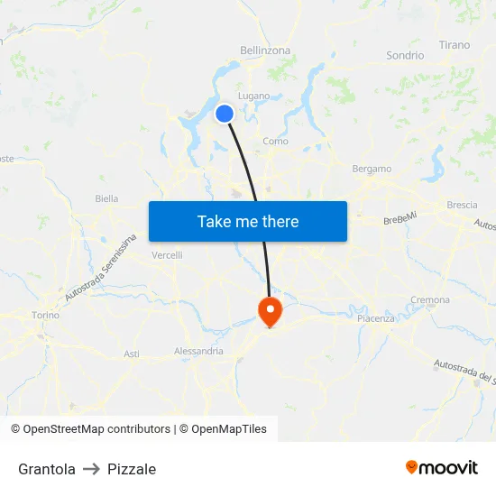 Grantola to Pizzale map