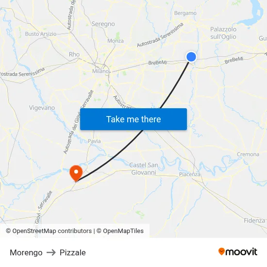 Morengo to Pizzale map