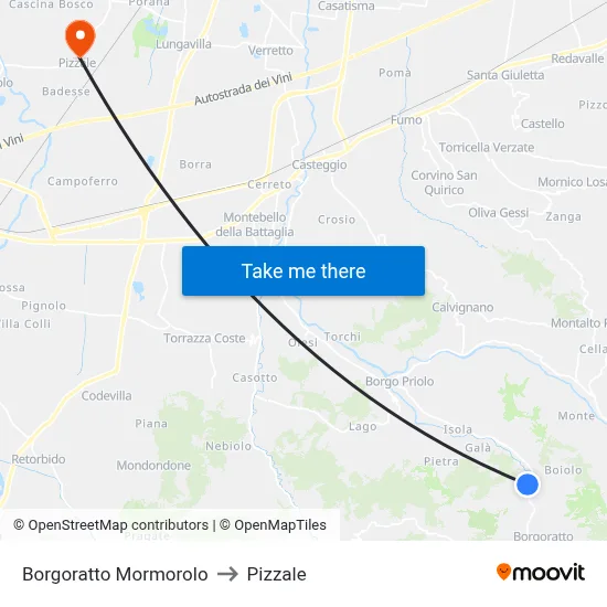 Borgoratto Mormorolo to Pizzale map