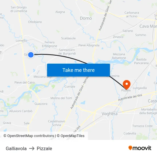 Galliavola to Pizzale map