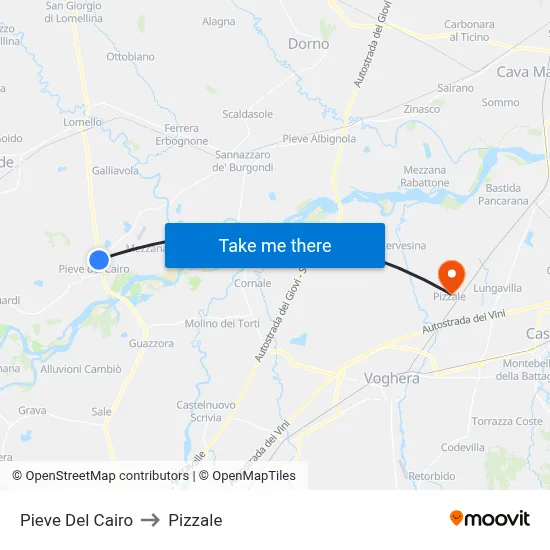 Pieve Del Cairo to Pizzale map