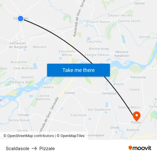 Scaldasole to Pizzale map
