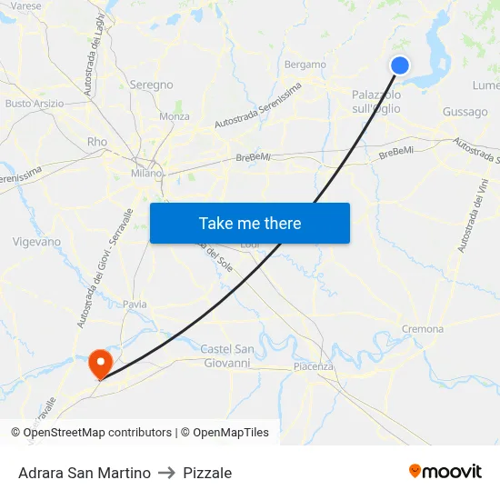 Adrara San Martino to Pizzale map