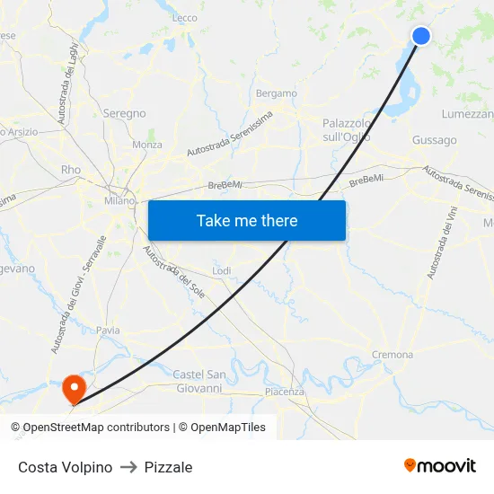 Costa Volpino to Pizzale map