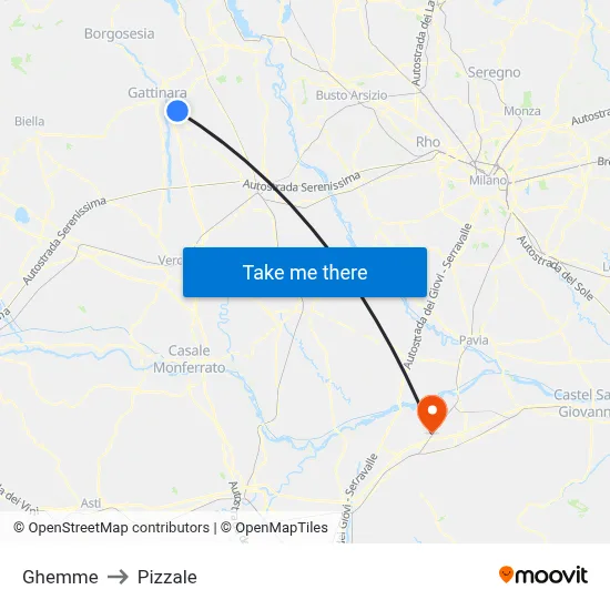 Ghemme to Pizzale map
