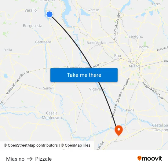 Miasino to Pizzale map