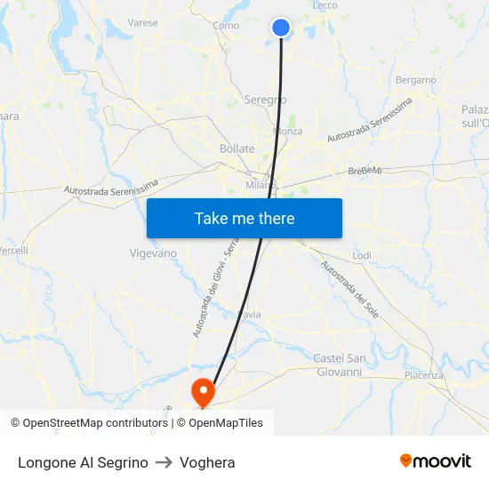 Longone Al Segrino to Voghera map