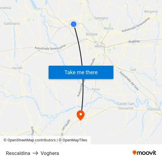 Rescaldina to Voghera map