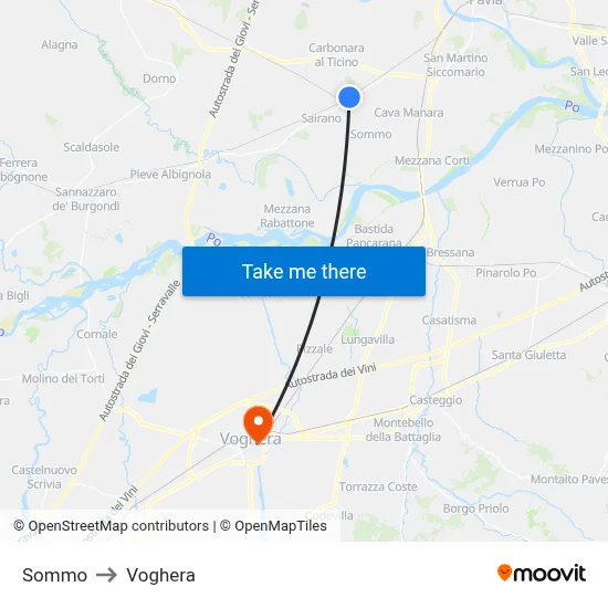 Sommo to Voghera map