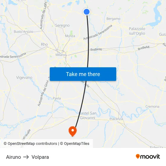 Airuno to Volpara map