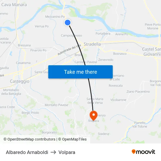 Albaredo Arnaboldi to Volpara map