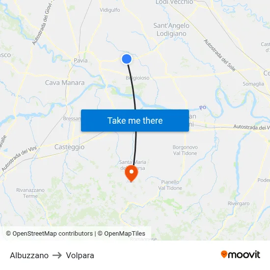 Albuzzano to Volpara map