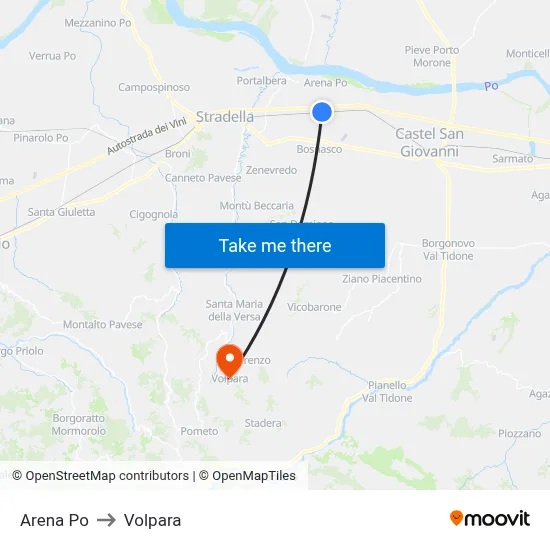 Arena Po to Volpara map