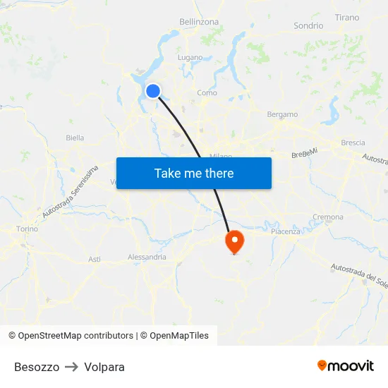 Besozzo to Volpara map