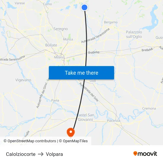 Calolziocorte to Volpara map