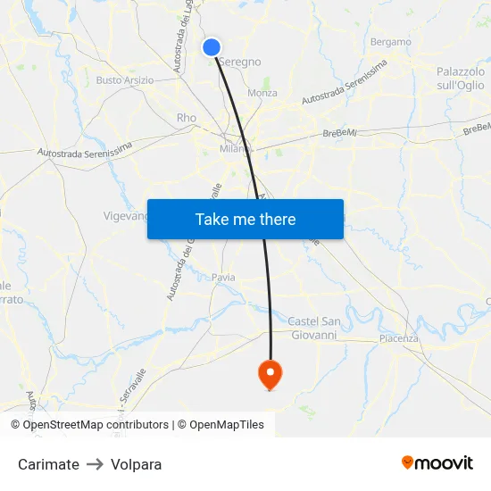 Carimate to Volpara map