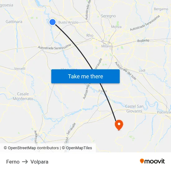Ferno to Volpara map