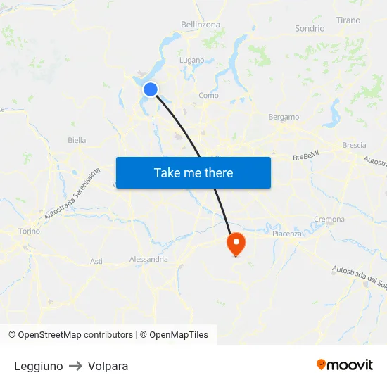 Leggiuno to Volpara map