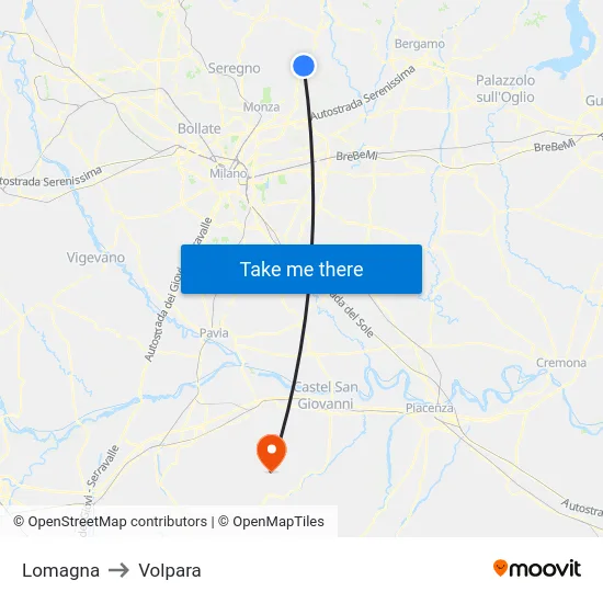 Lomagna to Volpara map