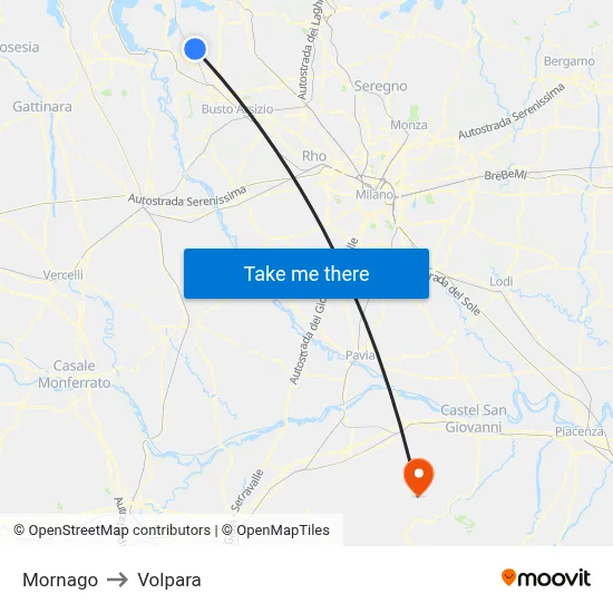 Mornago to Volpara map