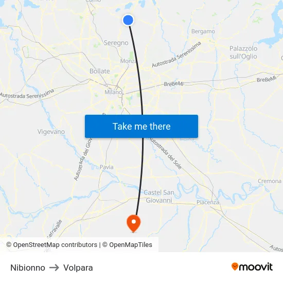 Nibionno to Volpara map