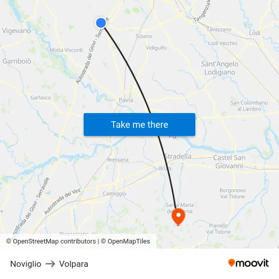 Noviglio to Volpara map