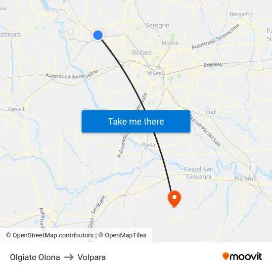 Olgiate Olona to Volpara map
