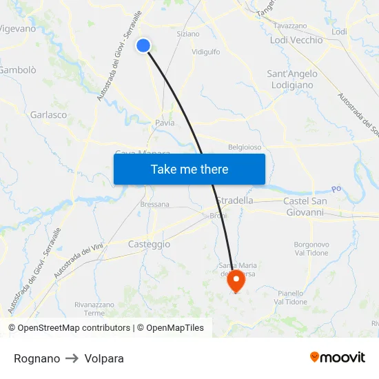 Rognano to Volpara map