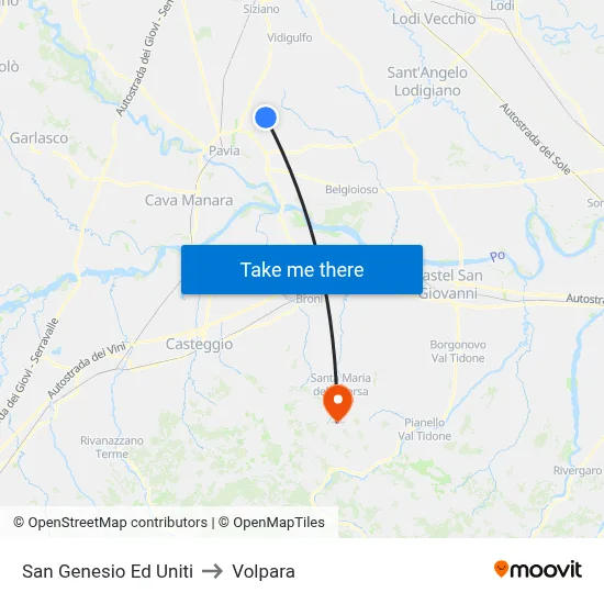 San Genesio Ed Uniti to Volpara map