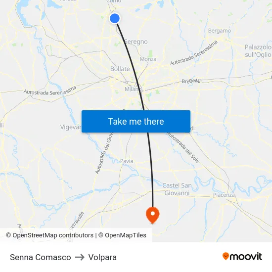 Senna Comasco to Volpara map