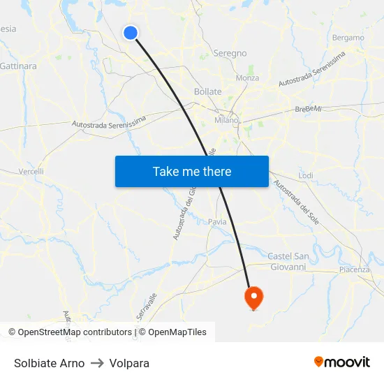 Solbiate Arno to Volpara map