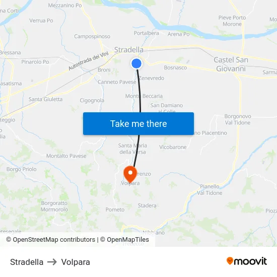 Stradella to Volpara map