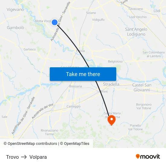 Trovo to Volpara map