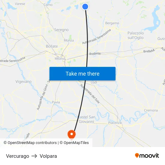 Vercurago to Volpara map