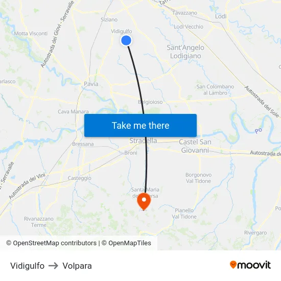 Vidigulfo to Volpara map