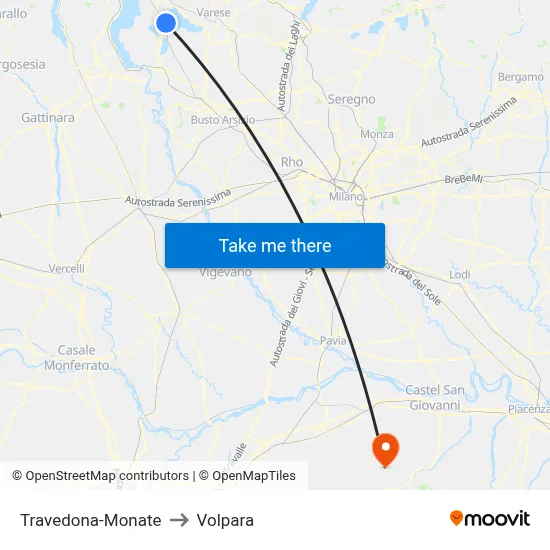 Travedona-Monate to Volpara map