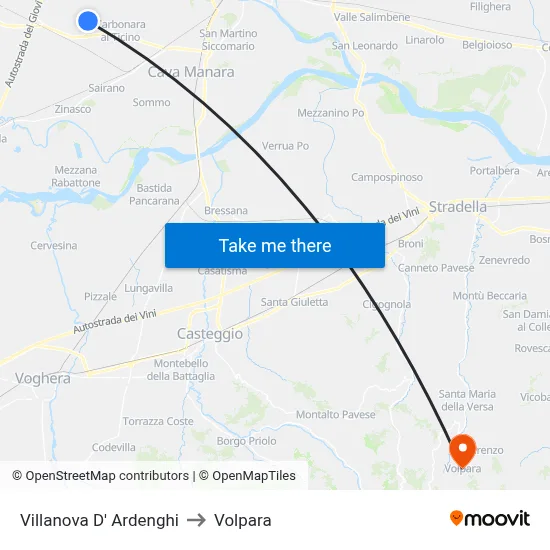 Villanova d'Ardenghi to Volpara map