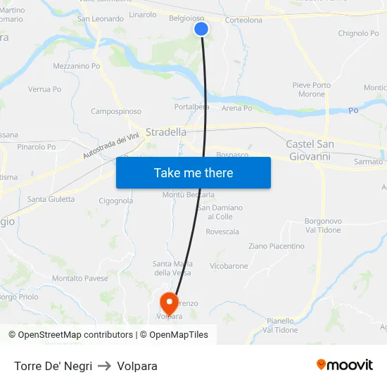 Torre De' Negri to Volpara map