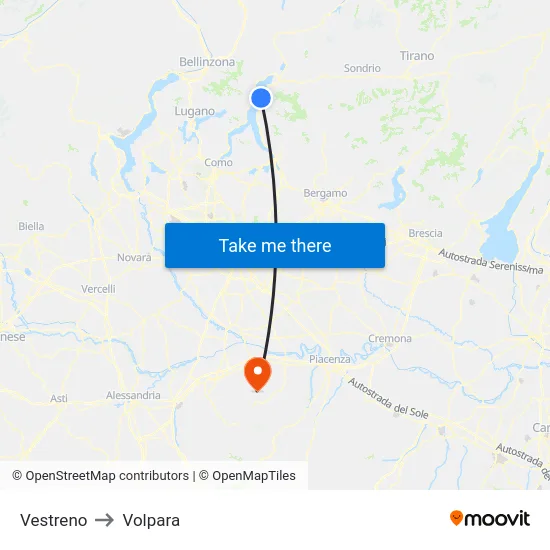 Vestreno to Volpara map