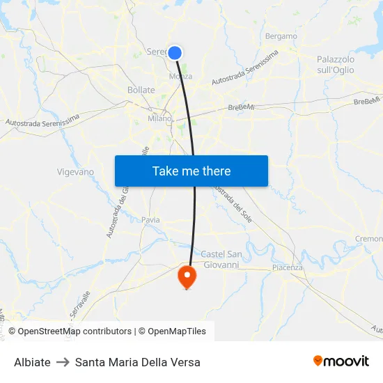 Albiate to Santa Maria Della Versa map