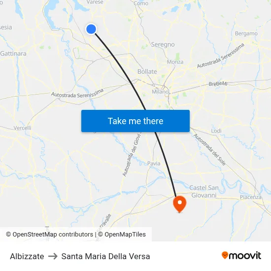 Albizzate to Santa Maria Della Versa map