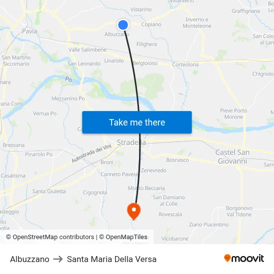 Albuzzano to Santa Maria Della Versa map