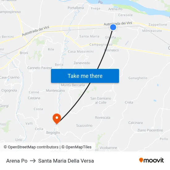 Arena Po to Santa Maria Della Versa map