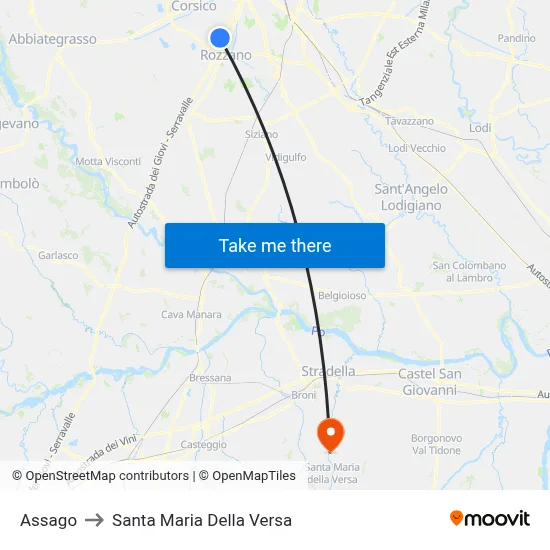 Assago to Santa Maria Della Versa map