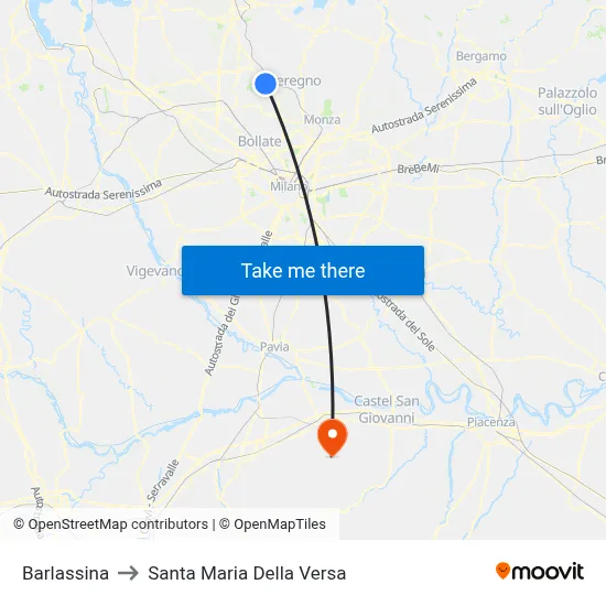 Barlassina to Santa Maria Della Versa map