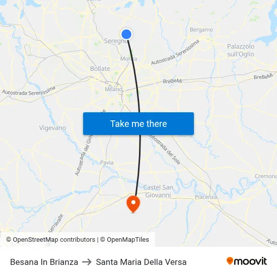 Besana in Brianza to Santa Maria Della Versa map